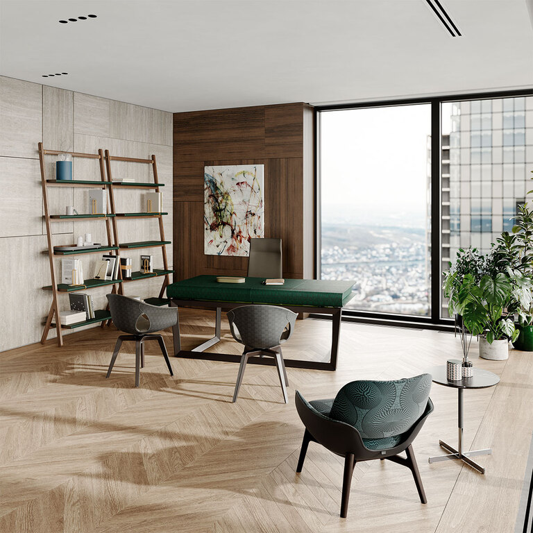 Image of Poltrona Frau chairs and desk in an office